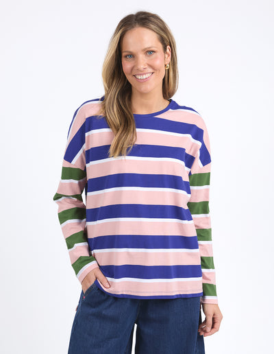 Ribbon Long Sleeve Tee in Multi Stripe from Elm Lifestyle. Sizes 8 to 16