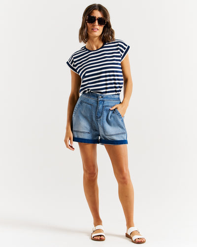 Eddie Denim Shorts Azure - Betty Basics